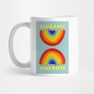 Rainbow Chanukiah Duck Egg Print Mug